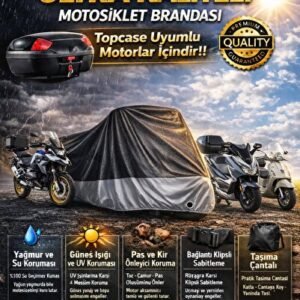 Yamaha Niken GT Topcase Uyumlu Suni DERİ EN KALIN Motor Brandası,SİYAH-GRİ PARÇ.Motor Örtüsü - Niken