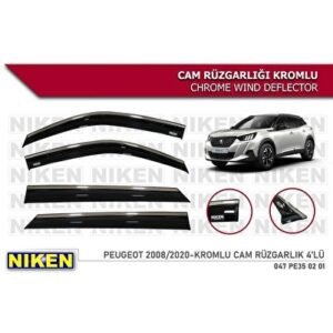 Peugeot 2008 Kromlu Cam Rüzgarlığı 4'lü 2020 ve Üzeri - Niken