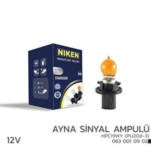 12V HPC19WY Ayna Sinyal Ampulü (PU20d-3)AMB 10’Lu - Niken