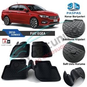 Fiat Egea Havuzlu 3d Paspas Siyah 2016 ve Sonrası - Niken