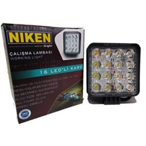 16 LED Kare Kalın Kasalı Off Road Sis Farı Çalışma Lambası (12V-24V UYUMLU) Yurtpar Otomotiv - Niken