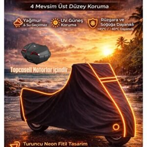 Yamaha Niken GT Topcaseli SİYAH-(NEON FİTİL TURUNCU) Motor Brandası,Motosiklet Branda - Niken