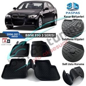 BMW E90 Havuzlu 3d Paspas Siyah - Niken