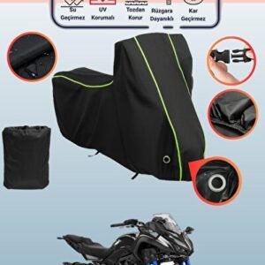 Siyah Neon Fitilli Kilit Uyumlu Yamaha Niken Uyumlu Motosiklet Brandası, Koruyucu Örtü - Niken