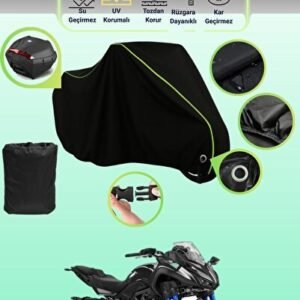 Siyah Neon Fitilli Kilit Ve Arka Çanta Uyumlu Yamaha Niken Uyumlu Motosiklet Brandası, Koruyucu Örtü - Niken