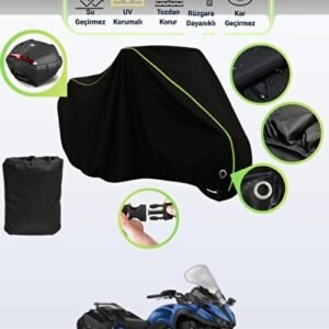 Siyah Neon Fitilli Kilit Ve Arka Çanta Uyumlu Yamaha Niken GT Uyumlu Motosiklet Brandası - Niken