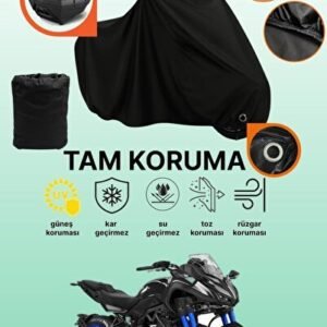 Siyah Arka Çanta ve Kilit Uyumlu Yamaha Niken Uyumlu Motosiklet Brandası - Niken