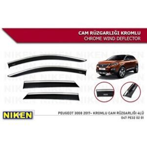 Peugeot 3008 2017-2021 Kromlu Cam Rüzgarlığı 4 Lü - Niken
