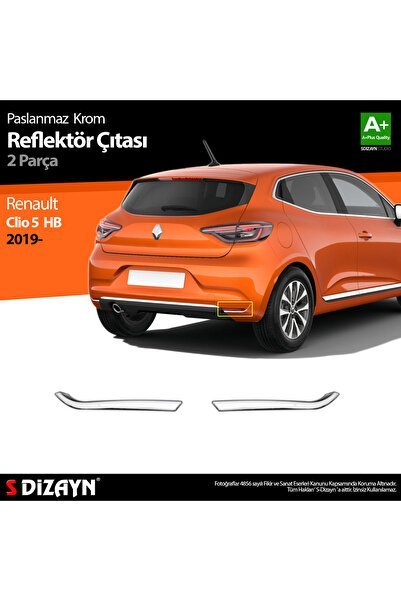 Renault Clio 5 Krom Reflektör Çıtası 2 Parça 2019 ve Üzeri - S-Dizayn