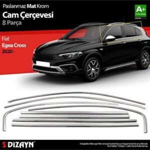 Fiat Egea Cross Krom Cam Çerçevesi 8 Parça 2020 ve Üzeri (Mat Krom) - S-Dizayn (EKT-000020)