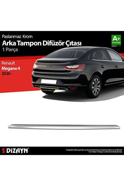 Renault Megane 4 Krom Arka Tampon Difüzör Çıtası 2020 ve Üzeri - S-Dizayn (EKT-000023)