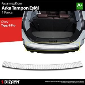 Chery Tiggo 8 Pro Krom Arka Tampon Eşiği 2022 ve Üzeri - S-Dizayn (EKT-000038)