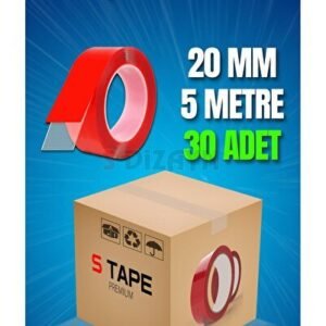 Çift Taraflı Bant 20mm x 5 Metre Şeffaf Silikon VHB Bant 30'lu Koli - S-Dizayn
