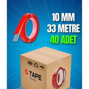 Çift Taraflı Bant 10mm x 33 Metre Şeffaf Silikon VHB Bant 40'lı Koli - S-Dizayn