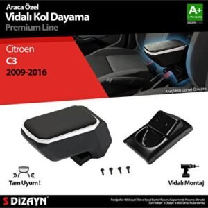 Citroën C3 Kol Dayama Kolçak ABS Vidalı Gri 2009-2016 - S-Dizayn
