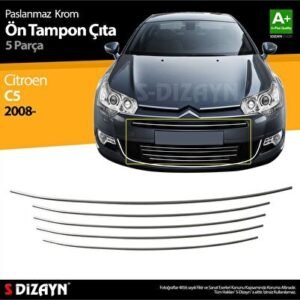 Citroën C5 Krom Ön Tampon Çıtası 5 Parça - S-Dizayn