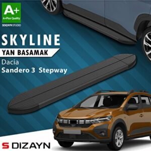 Dacia Sandero 3 Stepway Skyline Siyah Yan Basamak 183 cm 2020 ve Üzeri DC-SD3-STW-YBS-SKY-SA - S-Dizayn